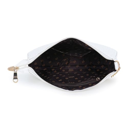 Image of clementine Women Fashion Croco Shoulder Bags - One Big Zip Pocket Canvas Handbag Bags for Girls, Ladies and Daily Use Office, Travel (White)