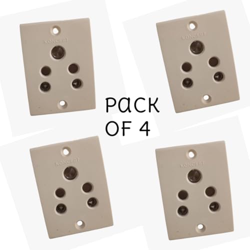 Image of 5-Pin Universal Socket Pack of 4 | Heavy Duty Electrical Wall Socket | Shock Resistant Modular Plug Point | Durable ABS Body | Suitable for Home, Office & Extension Boards