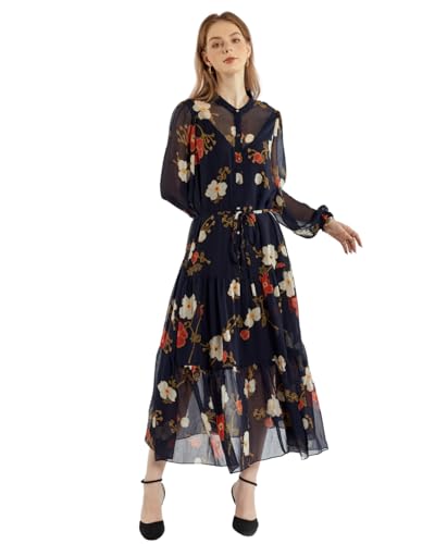 Image of SIXDO G-Wine Floral Voile Flared Dress for Women 2025, Long Maxi Dress, Flowy Sleeveless Fall Casual Dress, Maxi Dresses