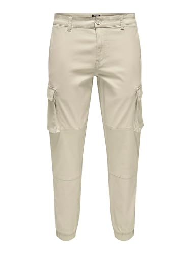 Only & Sons Pantaloni Cargo Male Onscam Ringiovaniti Pantaloni Cargo, Gessato Grigio, 36W X 34L - 9
