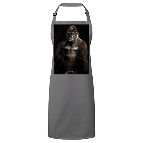 Tablier cuisine gris gorille en coton premium au design elegant