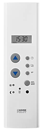 HOMEPILOT Zeitschaltuhr Gurtkastenformat | Rolladensteuerung für Rolladenmotor, passend für Gurtkasten | Gurtkastenuhr mit Zufall-Funktion, Tagesprogramm, Anschluss für Sonnensensor, 230 V, Weiß
