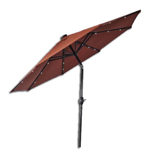 Better Homes and Gardens 9' Round Umbrella with Solar Lights, Orange Brick