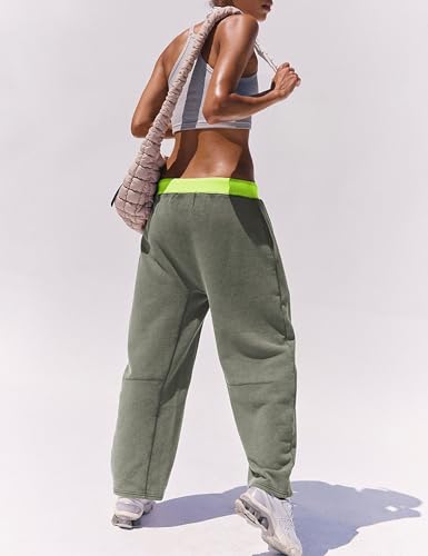 Athlisan Womens Barrel Sweatpants Baggy Wide Leg Color Block Workout Track Pants Trousers2