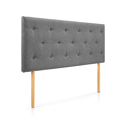 SUENOSZZZ-ESPECIALISTAS DEL DESCANSO Cabecero de Cama Helsinki con Patas nórdicas y tapizado en Tela para Camas de 105 (115 x 100 cm) Tela Gris