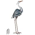 TERESA'S COLLECTIONS Garden Decor Blue Heron Sculptures & Statues,24.5" Coastal Metal Heron Decoy for Outdoor Outside Vivid Bird Metal Yard Art Cranes Patio Pond Pool Lawn Decorations,Gift for Mom