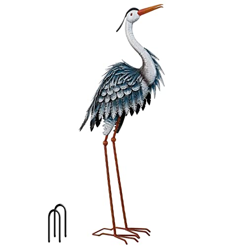 Decoración Exterior, TERESA'S Collections (86cm) Garza de Metal Adorno de Jardín, Decoración de Esculturas de Jardín, Estatua de Jardín Ornamento (para Jardín, Patio Interior,...