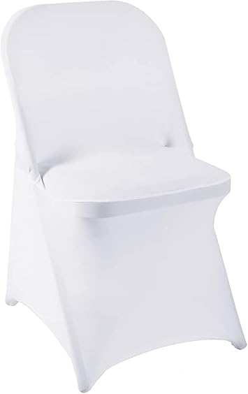 Spandex White Folding Chair Covers 10PCS,for Wedding Party Dining Banquet Event White,10PCS
