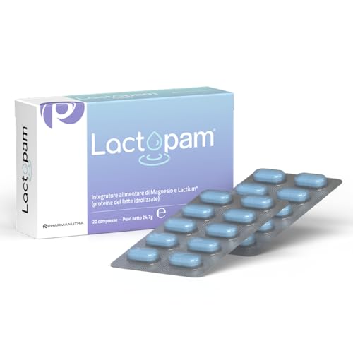 LACTOPAM®, Integratore per dormire, Disturbi del sonno, Calmante, Non induce dipendenza, NO Glutine, Sonno Naturale, Rapido ed Efficace con Magnesio Sucrosomiale e Lactium®, 20 Compresse, Pharmanutra