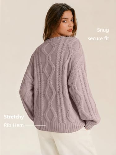 Image of Trendy Queen Women's Oversized Cable Knit Sweaters 2026 Fall Outfits | Quiet Luxury Style, Chunky Knit Texture, Winter Holiday Outfit, Easy Layering Piece, Fall Fashion Staple