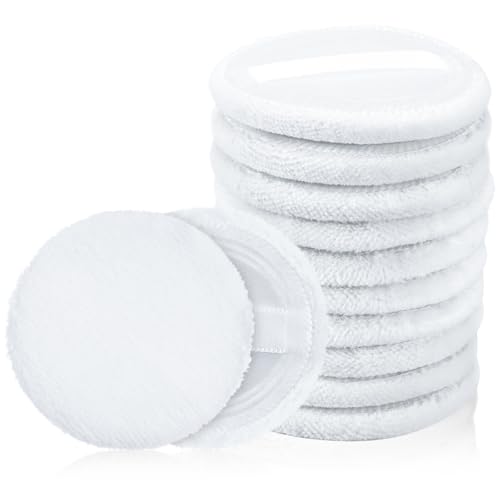 2.36 Inch Setting Puff Pads Round, 12 Pieces Powder Puffs, Soft Face Compact Powder-Puffs, Round Velour Face Makeup Powder-Pads, Powder-Puff Pads with Ribbon, Puff Pad for Loose-Powder Setting-Powder