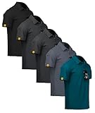 ZITY 5 Pack Polos Hombre Manga Corta Secado Rápido Transpirable Camiseta Hombre Polo Verano Camisa Deportiva Regular Fit Golf Polos para(L)
