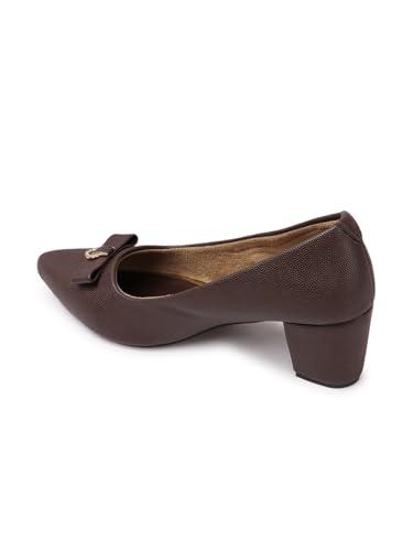 Image of Carlton London Women's Block Heel Round Toe Pumps - Elegant, Comfortable, and Stylish for Office, Casual and Semi-Formal Use