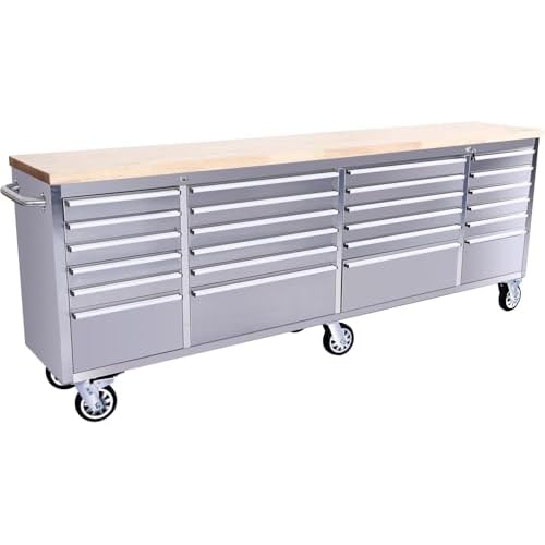 GarveeTech 96 in Tool Chest, Tool Box Mobile 24 Drawers Storage Rolling Cabinet with Wheels Lock Key Locking System Drawer Liners for Garage Warehouse