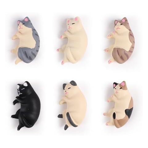 Cat Refrigerator Magnets 6 Pieces,Cute Kitten Magnetic Stickers for Fridge,3D Shaped Decorative Decor for Office Locker Whiteboard Kitchen Home Cover