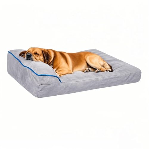 MIMIGLOO Dog Bed, Pet Bed for Medium, Large Dogs, Washable with Pillow and Anti-Slip Bottom, Dark Grey(39″ x 24″)