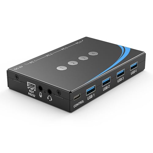 GUODDM Conmutador USB 3.0, Dispositivo para Compartir Impresora, 4 Entradas Y 2 Salidas, para Compartir Teclados, Ratones, Tarjetas De Sonido Y Auriculares