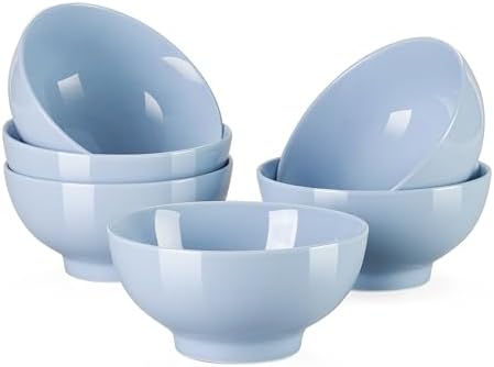 LOVECASA Keramische soepkommen, ontbijtkom, 80 ml kommenset, porseleinen kommen voor keuken, kommen voor ontbijtgranen, soep, rijst, pasta, salade, havermout, set van 6, wit
