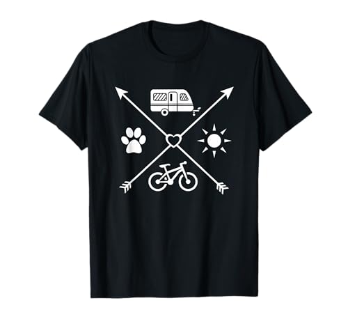 Wohnwagen Mit Hund Zubehör Camper Fahrrad Und Camping T-Shirt