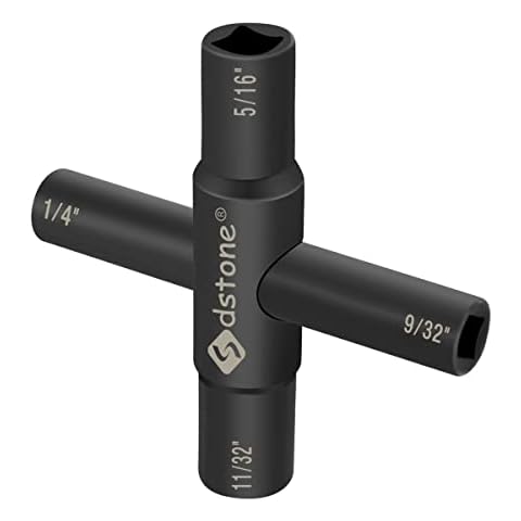 Sdstone Water Key 4 Way Sillcock Key Fits Sillcock, Stopcock and Valves,4 Wrench Sizes Sillcock Water key, Spigot handle replacement,Black 1 Pack Cover