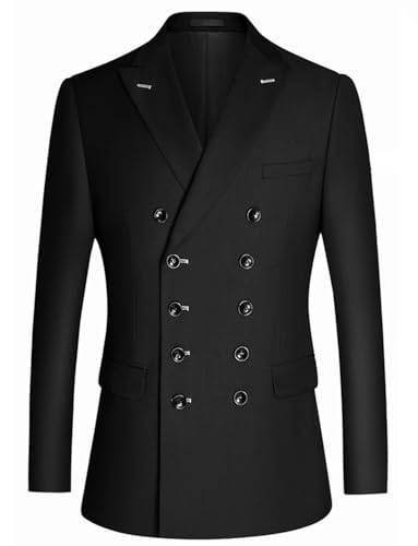 Men's Wedding Formal Suit Blazer Peak Lapel Double Breasted Buttons Tuxedos Jacket