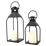 Modern Lantern Decor Indoor,Black Metal Lanterns Outdoor,Decorative Candles Lanterns for Living Room,Home,Farmhouse,Porch,Patio,Fireplace,Table,Floor,Fall,Christmas,Holiday