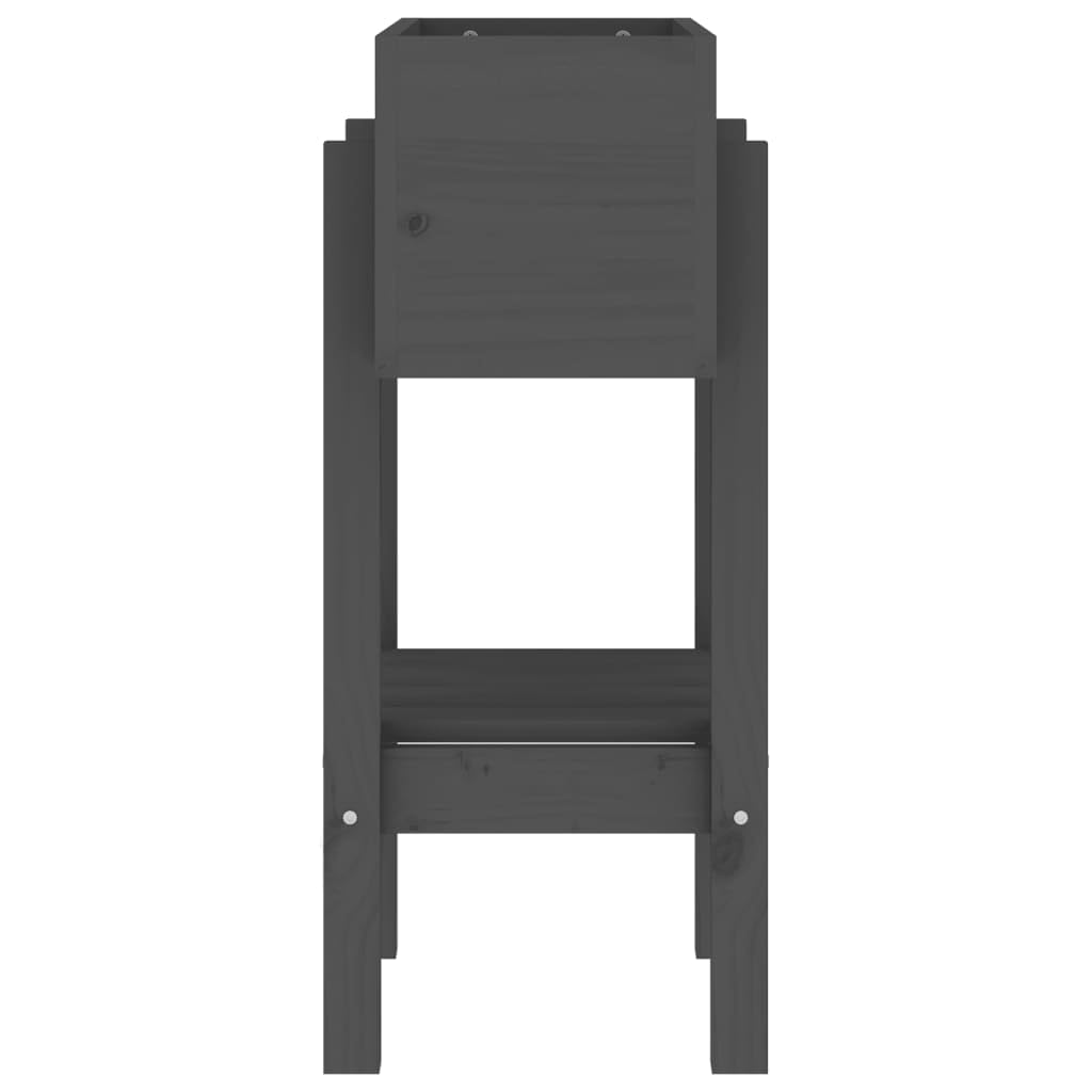 Macetero gris 62 x 30 x 69 cm de madera maciza de pino, bancal alto con estante para jardín, balcón y terraza, robusta jardinera para verduras y hierbas