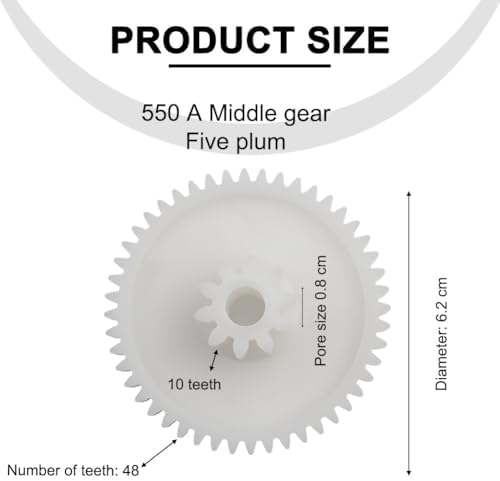 Plastic Gear for Gearbox 550 and 390 Children's Electric Car Parts Replacement Accessory Set Compatible with Ride On Toy Car Motorcycle Stroller Multiple Sizes(550 5P middle gear) — 사진 4