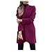 Giacca Solido Lungo Cappotto Donna Manica Lunga Peloso Aperto Anteriore Corto Cardigan Completo (XXL,Vino-2)