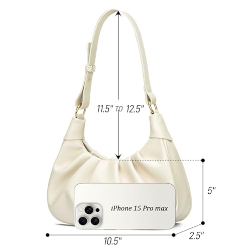 Image of KKXIU Shoulder Bag Crescent Handbag Ruched Purse Underarm Bag Mini Hobo for Women