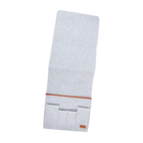 Organiseur de Chevet avec 5 Poches, Sac de Rangement Suspendu Lit, Pochette de Rangement pour Lit, Organisateur de Lit en Feutre en Tissu à Suspendre, Sac pour Accoudoir de Canapé, Livres, Gris