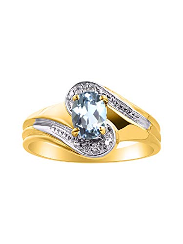 Bague aigue-marine RYLOS élégance quotidienne en argent sterling et or