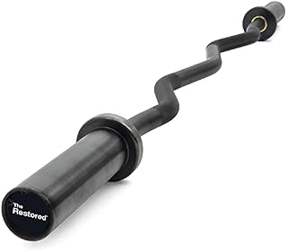 EZ Curl Bar for Olympic 2-Inch Plates, 4-Foot, 8kg for Home Strength Training from The Restored