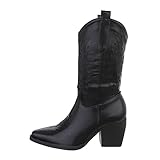 biker boots damen schwarz günstig  Ital Design Damenschuhe Stiefel Western- & Bikerstiefel, DEN931P-, Kunstleder, Schwarz, Gr. 39