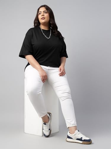 Image of JUNEBERRY 100% Pure Cotton Oversized Baggy Fit Drop Shoulder Solid Core Plus Size T-Shirt Combo for Women (Pack of 2) (Sizes from: 2XL to 5XL)