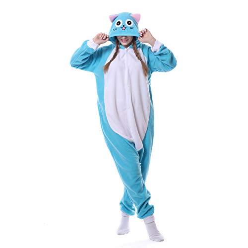 Newbought Unisex Pj02-blue-l Tragbare Decke, Glückliche Habib Katze, M Cover