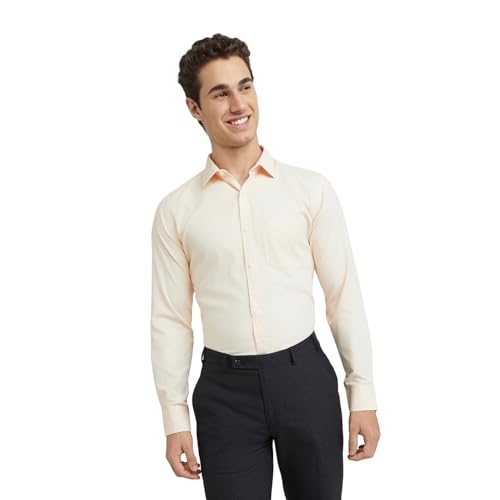 Image of Park Avenue Men Cotton blend Slim Fit Structure Pattern Semi Cutaway Collar Formal Shirt