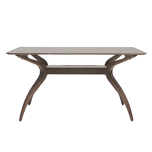 Christopher Knight Home Nissie Mid-Century Wood Dining Set with Fabric Chairs, 5-Pcs Set, Natural Walnut Finish / Light Beige