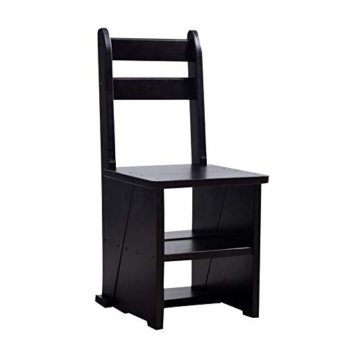 Chaise d'ordinateur transformable en escabeau de bibliothèque noir