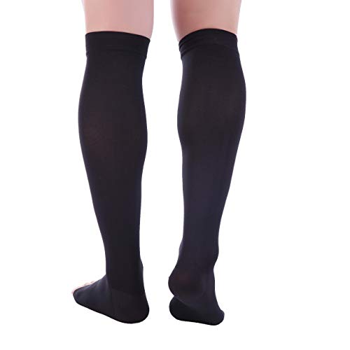 Doc Miller Open Toe Compression Socks Women And Men, Toeless Compression Socks Women, Support Circulation Shin Splints And Calf Recovery, Varicose Veins, 1 Pair Black Knee High, Xxxxx-Large, 20-30Mmhg #TOP5