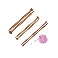 6 Pcs Bamboo Knitting Needles Set - Different Sizes Single Pointed Long Wooden Needles for Children's Hands, DIY Handmade Wool Sweater Scarf, Beginner (6/8/10mm*25cm)