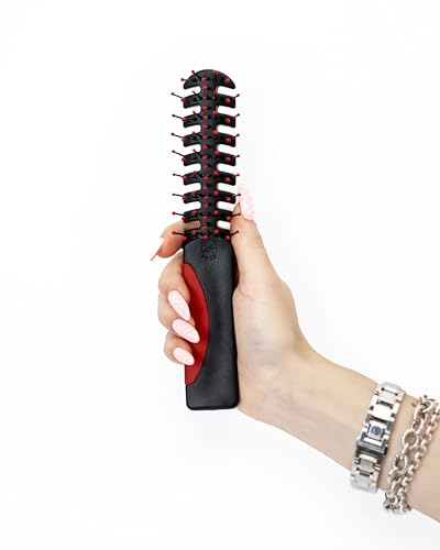 Cricket Static Free Volumizer Hair Brush - Styling and Detangling All Hair Types Long Short Thick Thin Curly Straight and Wavy So Rad (Red)