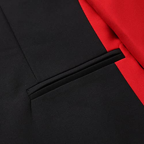 Costume décontracté à une rangée de boucles et veste à revers rouge premium - 5
