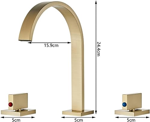 Robinet de salle de bain cascade anti-trace à double poignée doré