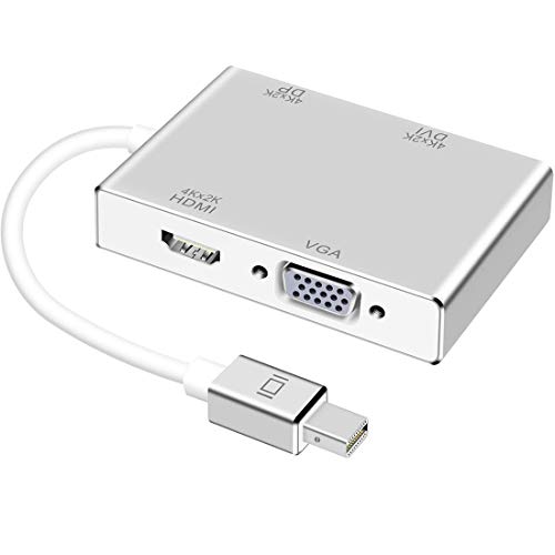 Mini DisplayPort to HDMI DVI DP 4K VGA Adapter, Mini DP Thunderbolt Adapter Converter for MacBook Air/MacBook/MacBook Pro/Surface Pro/Surface Book/ThinkPad