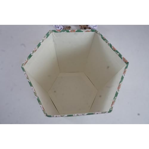 Image of Floral Hand Block Printed 3.3 Gallon Decorative Waste Basket - Eco-Friendly Cardboard Trash Can, Plastic-Free & Sustainable, Perfect for Christmas and Housewarming Gifts (1, Green Botti)