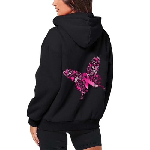 Sweat à capuche sportif solidaire rose en polaire pour la cause féminine