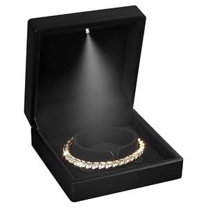 Hatori Luxury Bracelet Box, Velvet Jewelry Bangle Box Storage Case Organizer Holder with LED Light for Wedding, Engagement, Proposal, Birthday and Anniversary