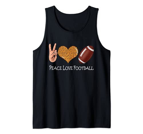 Peace Love Football - American Football Peace Love Tank Top, Black, S