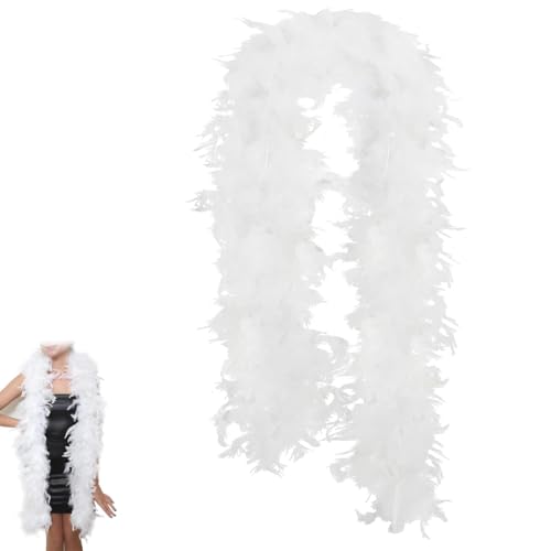 VRYNDH Federboa weiß,Federboje Weiß, Länge 2 m, Gewicht 40 g | Perfekt für Partys, Hochzeiten und Karneval, vielseitige Dekoration für Zuhause,...